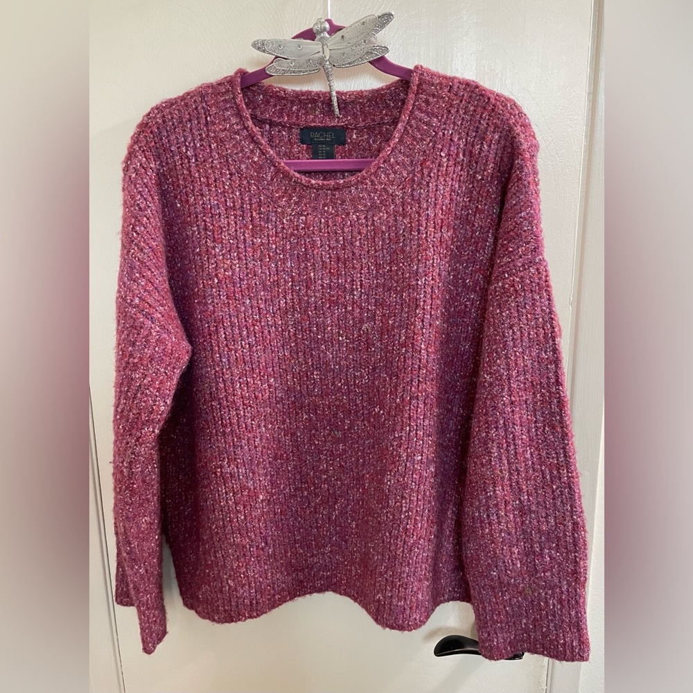 Maroon Multicolor Stitch Very Soft Rachel Roy Pullover Crew Sweater - Size XL